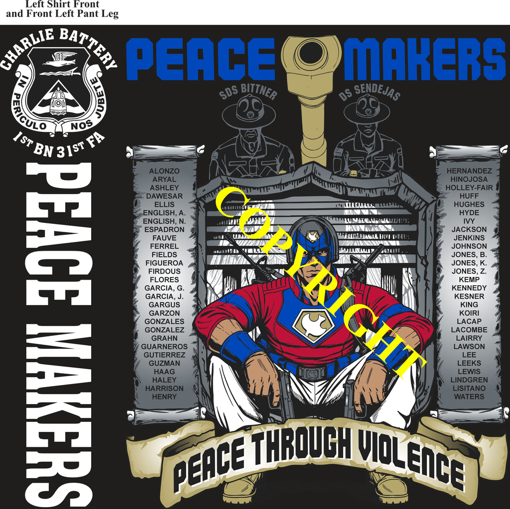 Platoon Items (direct-to-garment print) CHARLIE 1st 31st PEACE MAKERS 2nd PLATOON OCT 2026 PRE-SALE GRADUATING 10-2-2026