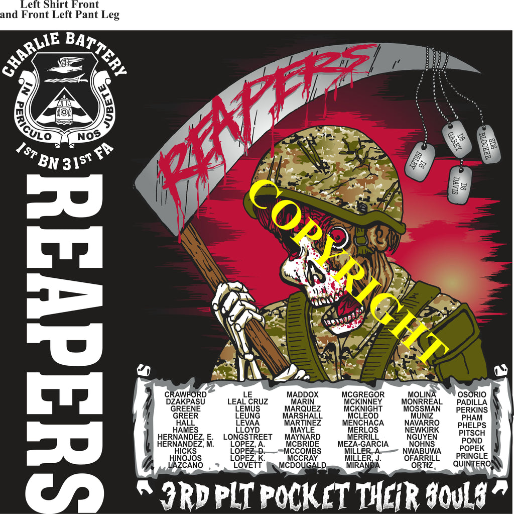 Platoon Items (direct-to-garment print) CHARLIE 1st 31st REAPERS 3rd PLATOON SEPT 2024