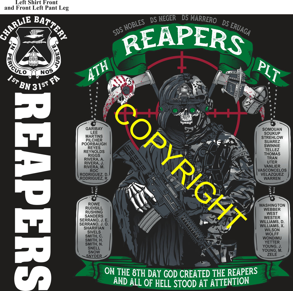 Platoon Items (direct-to-garment print) CHARLIE 1st 31st REAPERS 4th PLATOON APR 2026 GRADUATED 4-17-2026