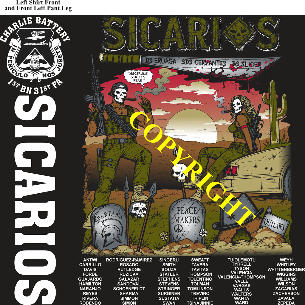 Platoon Items (direct-to-garment print) CHARLIE 1st 31st SICARIOS 4th PLATOON OCT 2026 PRE-SALE GRADUATING 10-2-2026