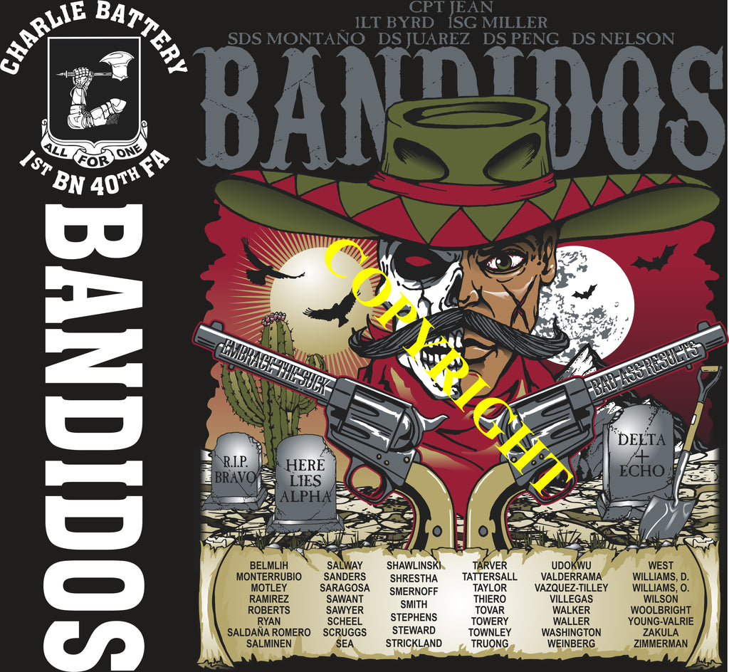 Platoon Items (direct-to-garment print) CHARLIE 1st 40th BANDIDOS 4th PLATOON JULY 2024