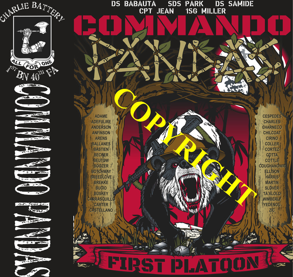 Platoon Items (2nd generation print) CHARLIE 1st 40th COMMANDO PANDAS 1st PLATOON DEC 2023