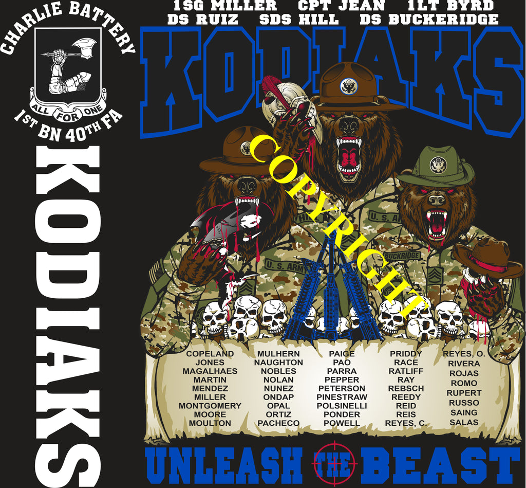 Platoon Items (direct-to-garment print) CHARLIE 1st 40th KODIAKS 3rd PLATOON JULY 2024