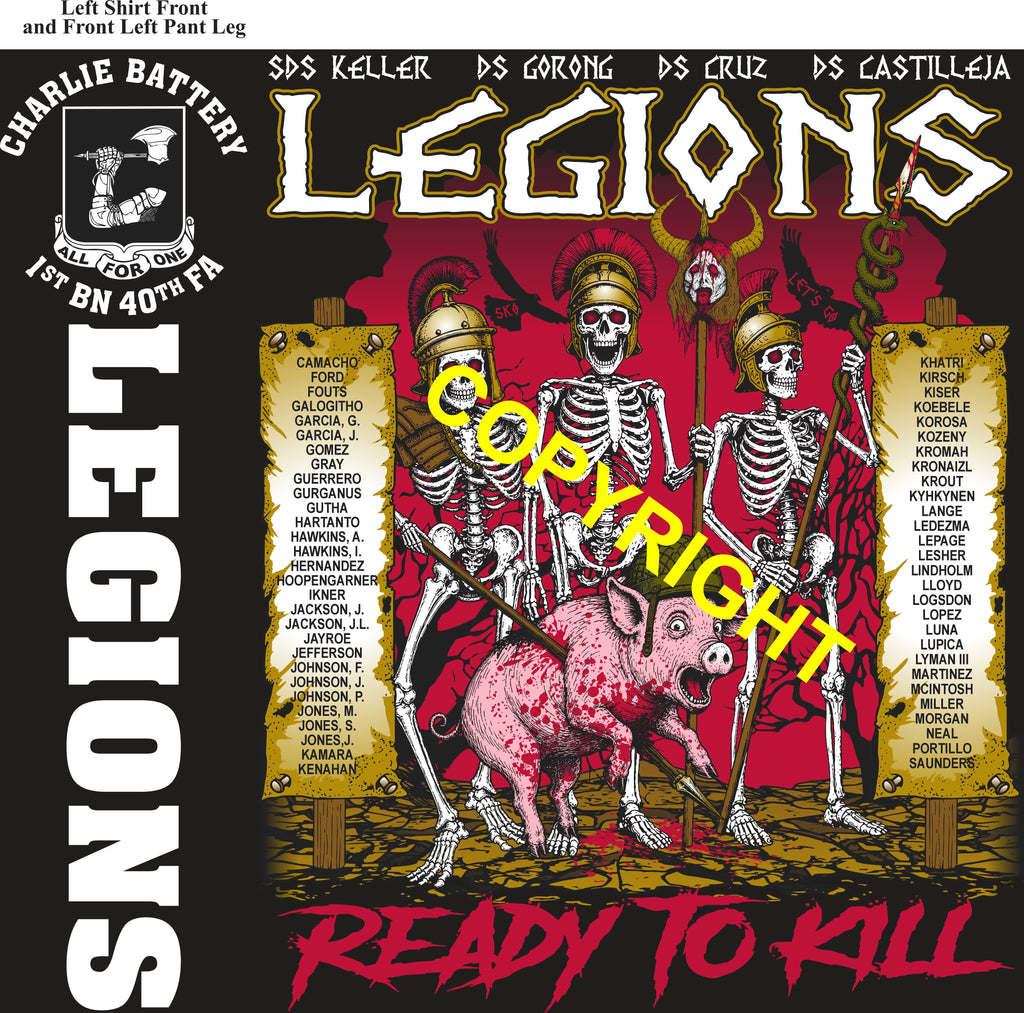 Platoon Items (direct-to-garment print) CHARLIE 1st 40th LEGIONS 2nd PLATOON AUG 2026 PRE-SALE GRADUATING 8-28-2026