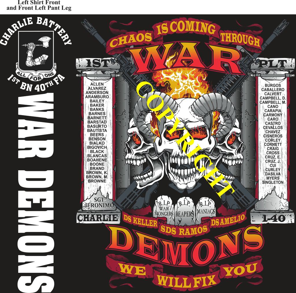 Platoon Items (direct-to-garment print) CHARLIE 1st 40th WAR DEMONS 1st PLATOON APR 2025
