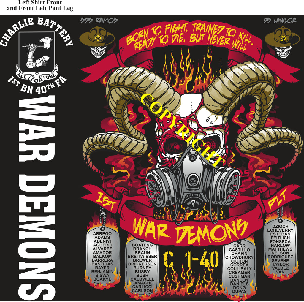 Platoon Items (direct-to-garment print) CHARLIE 1st 40th WAR DEMONS 1st PLATOON JULY 2025 GRADUATED 7-25-25