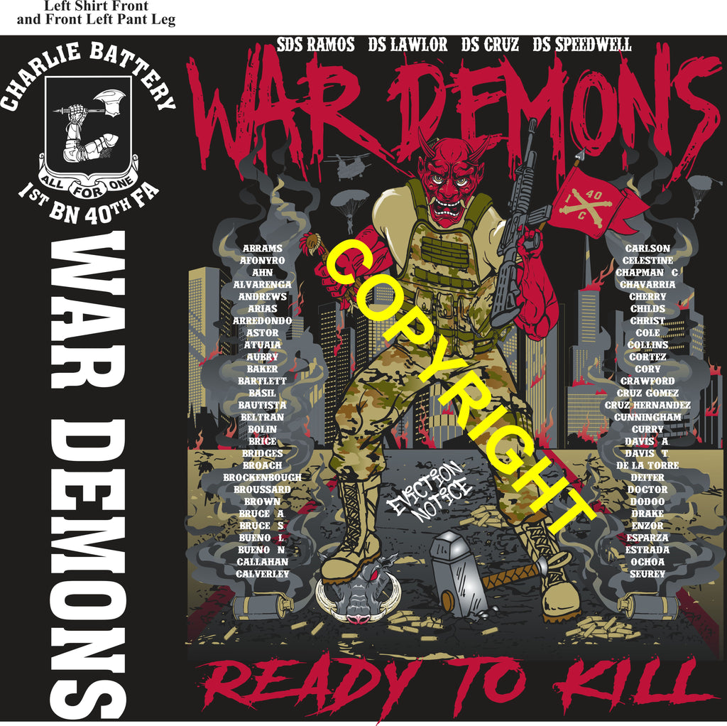 Platoon Items (direct-to-garment print) CHARLIE 1st 40th WAR DEMONS 1st PLATOON OCT 2025 PRE-ORDER GRADUATING 10-24-2025