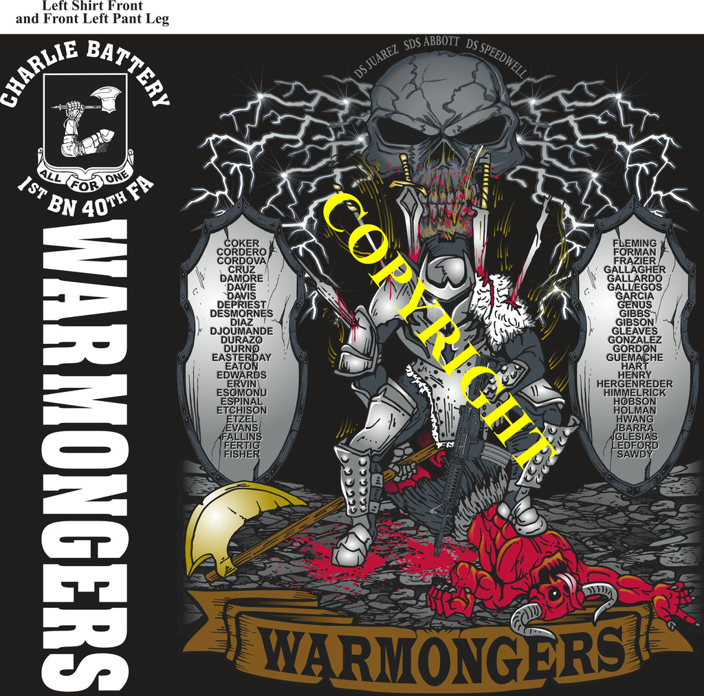 Platoon Items (direct-to-garment print) CHARLIE 1st 40th WARMONGERS 2nd PLATOON APR 2025