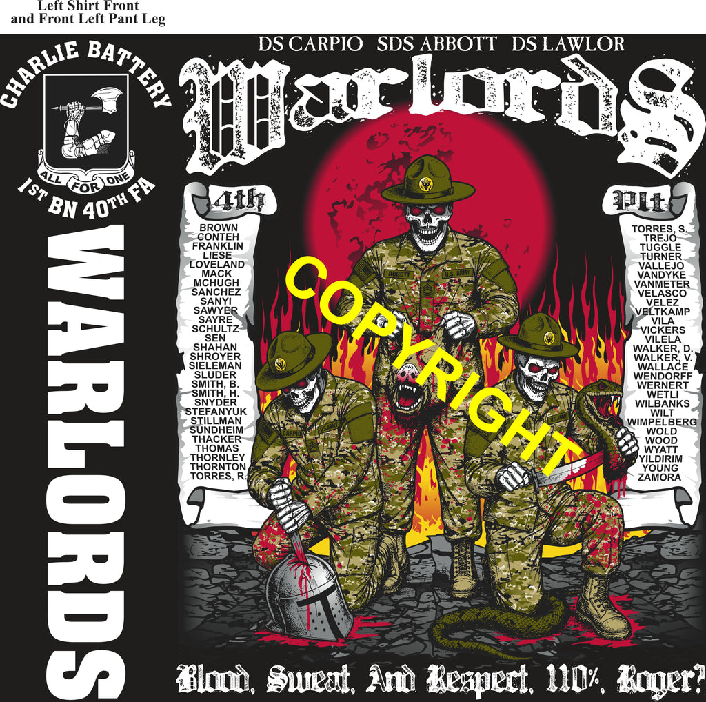 Platoon Items (direct-to-garment print) CHARLIE 1st 40th WARLORDS 4th PLATOON AUG 2026 PRE-SALE GRADUATING 8-28-2026