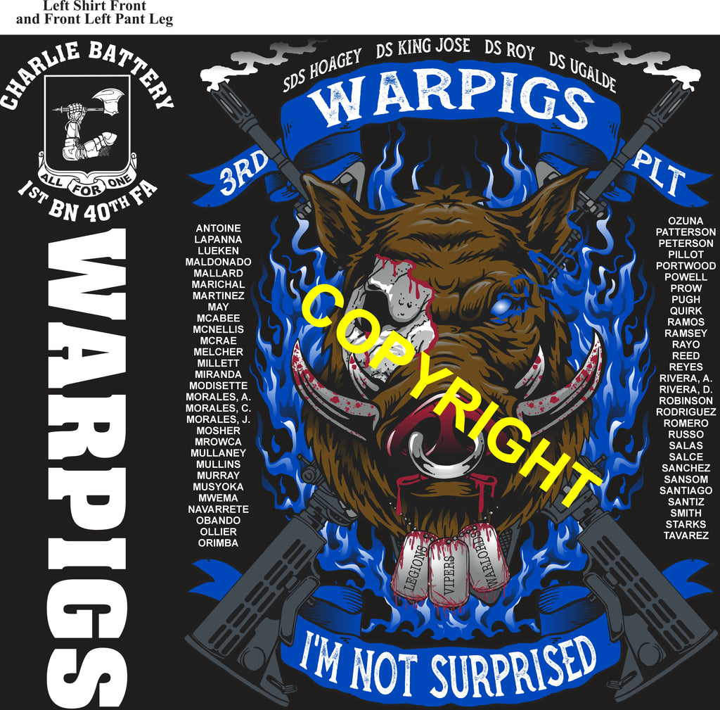 Platoon Items (direct-to-garment print) CHARLIE 1st 40th WARPIGS 3rd PLATOON AUG 2026 PRE-SALE GRADUATING 8-28-2026