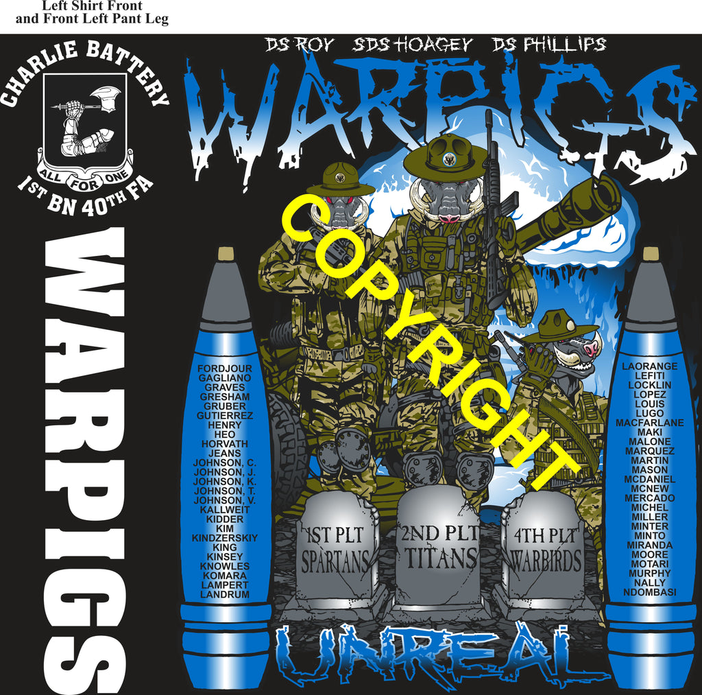 Platoon Items (direct-to-garment print) CHARLIE 1st 40th WARPIGS 3rd PLATOON FEB 2026  GRADUATED 2-13-2026