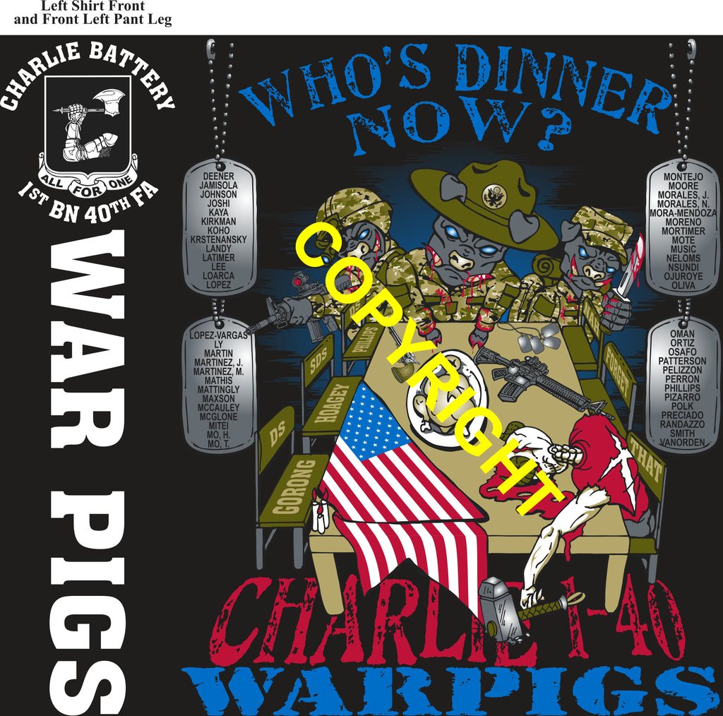 Platoon Items (direct-to-garment print) CHARLIE 1st 40th WAR PIGS 3rd PLATOON OCT 2025 PRE-ORDER GRADUATING 10-24-2025