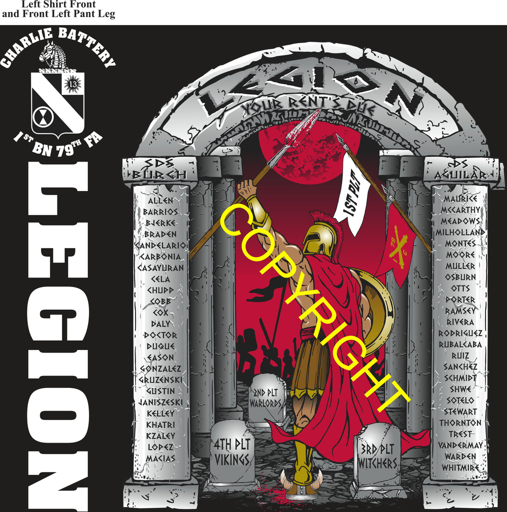 Platoon Items (direct-to-garment print) CHARLIE 1st 79th LEGION 1st PLATOON OCT 2025 PRE-ORDER GRADUATING 10-3-2025