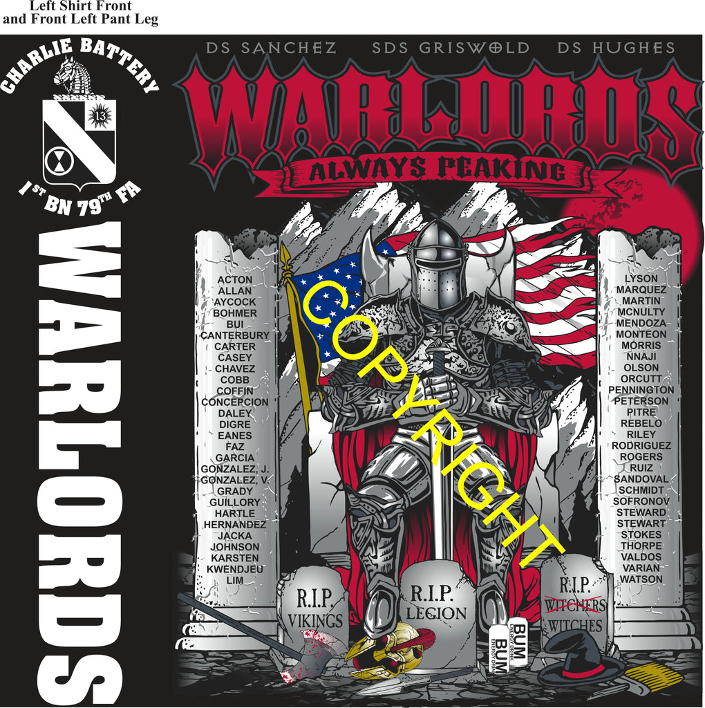 Platoon Items (direct-to-garment print) CHARLIE 1st 79th WARLORDS 2nd PLATOON OCT 2025 PRE-ORDER GRADUATING 10-3-2025