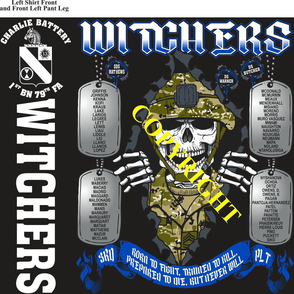 Platoon Items (direct-to-garment print) CHARLIE 1st 79th WITCHERS 3rd PLATOON DEC 2024