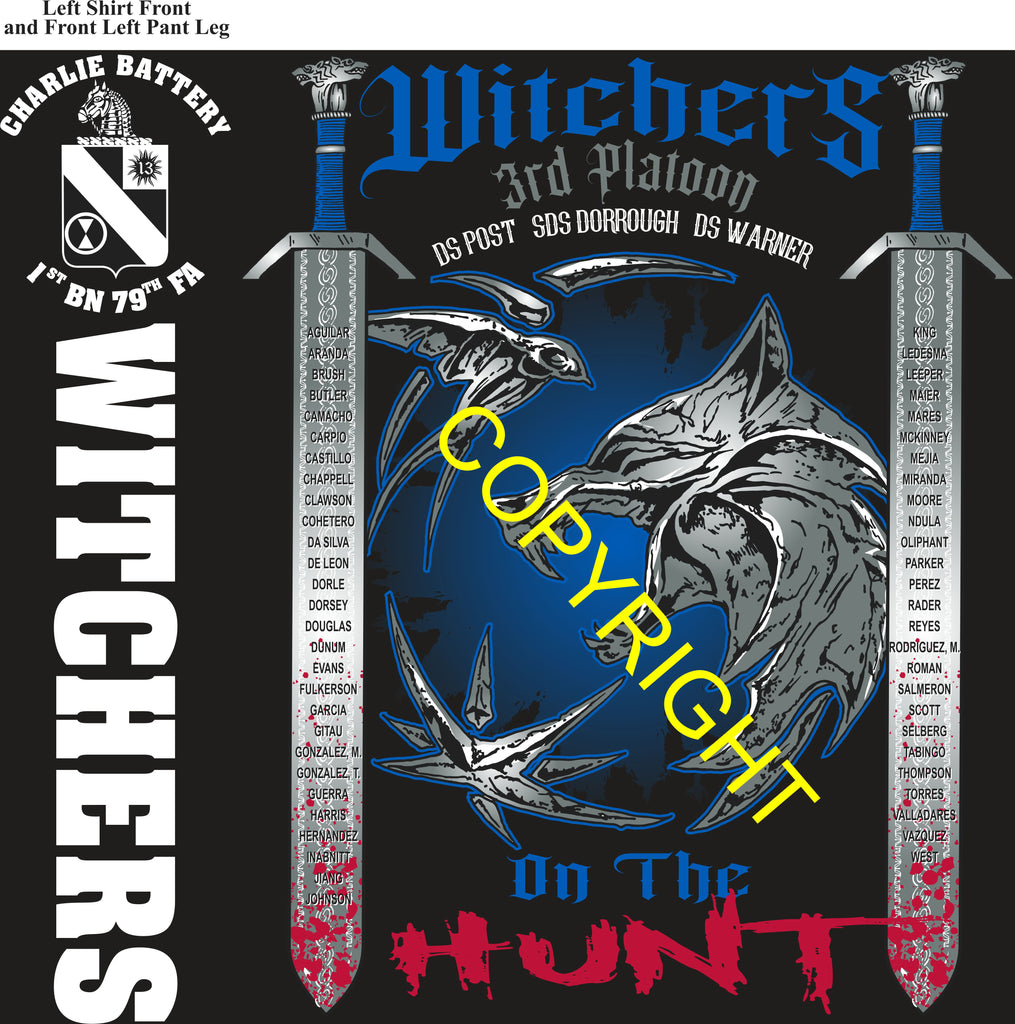 Platoon Items (direct-to-garment print) CHARLIE 1st 79th WITCHERS 3rd PLATOON OCT 2025 PRE-ORDER GRADUATING 10-3-2025