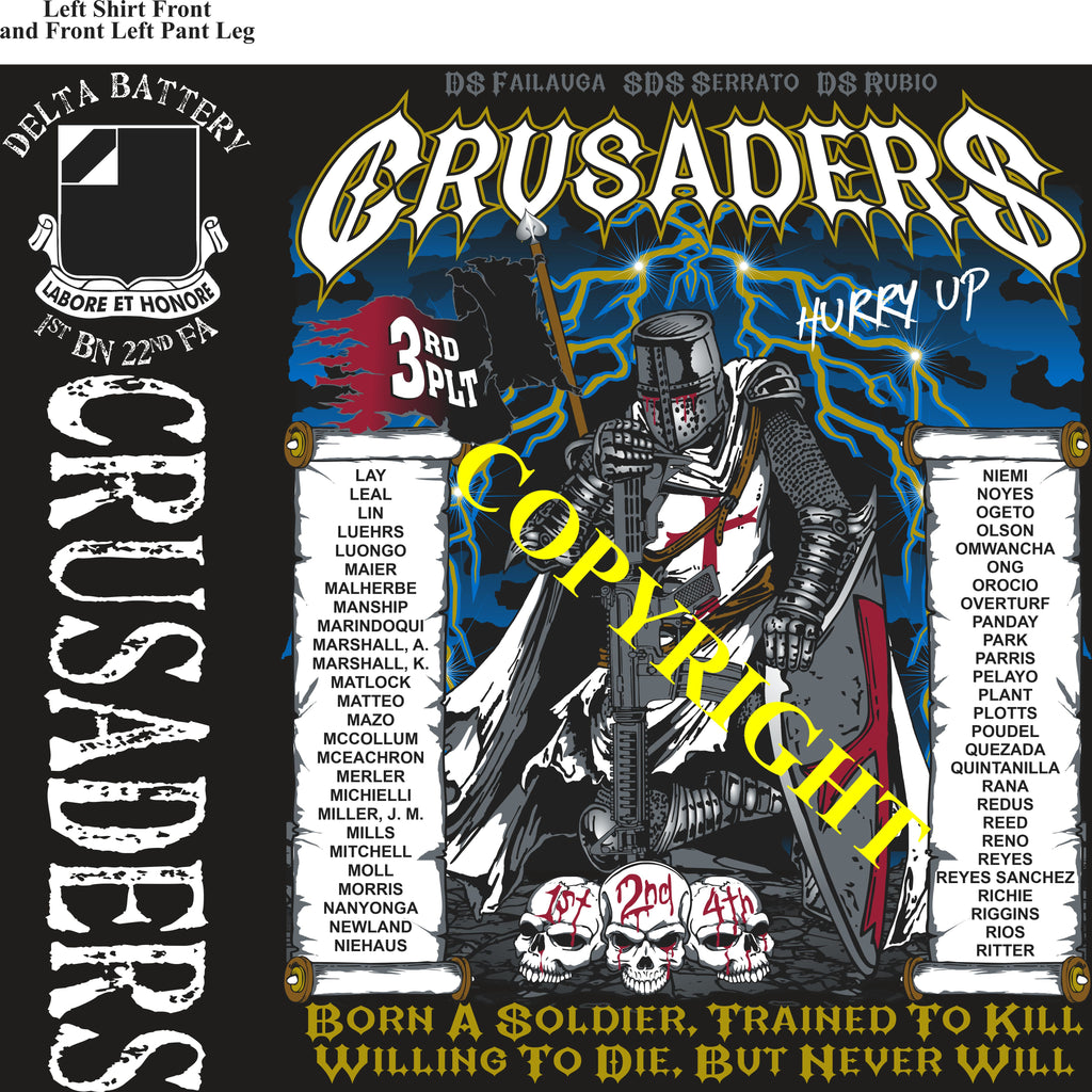 Platoon Items (2nd generation print) DELTA 1st 22nd CRUSADERS 3rd PLATOON MAR 2024