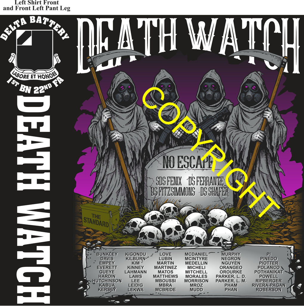 Platoon Items (direct-to-garment print) DELTA 1st 22nd DEATH WATCH 3rd PLATOON APR 2026 GRADUATED 4-17-2026