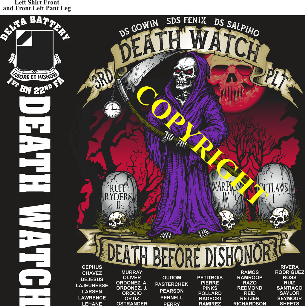 Platoon Items (direct-to-garment print) DELTA 1st 22nd DEATH WATCH 3rd PLATOON OCT 2026 PRE-SALE GRADUATING 10-9-2026