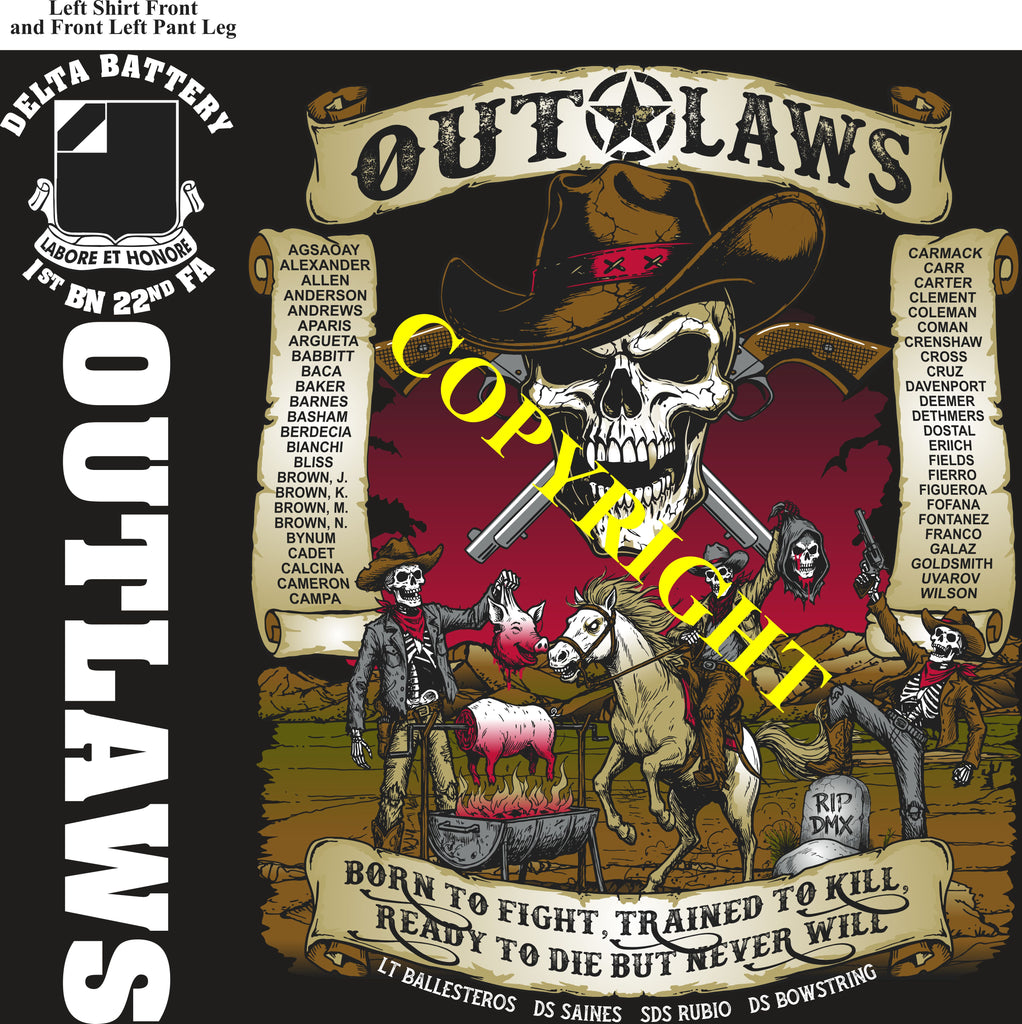 Platoon Items (direct-to-garment print) DELTA 1st 22nd OUTLAWS 1st PLATOON OCT 2026 PRE-SALE GRADUATING 10-9-2026