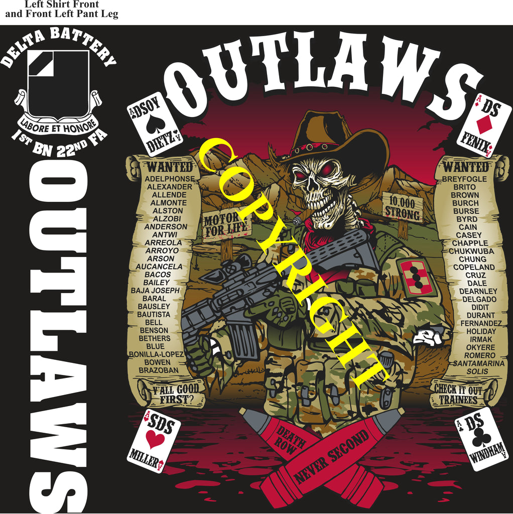 Platoon Items (direct-to-garment print) DELTA 1st 22nd OUTLAWS 1st PLATOON JUN 2025 GRADUATED 6-20-2025