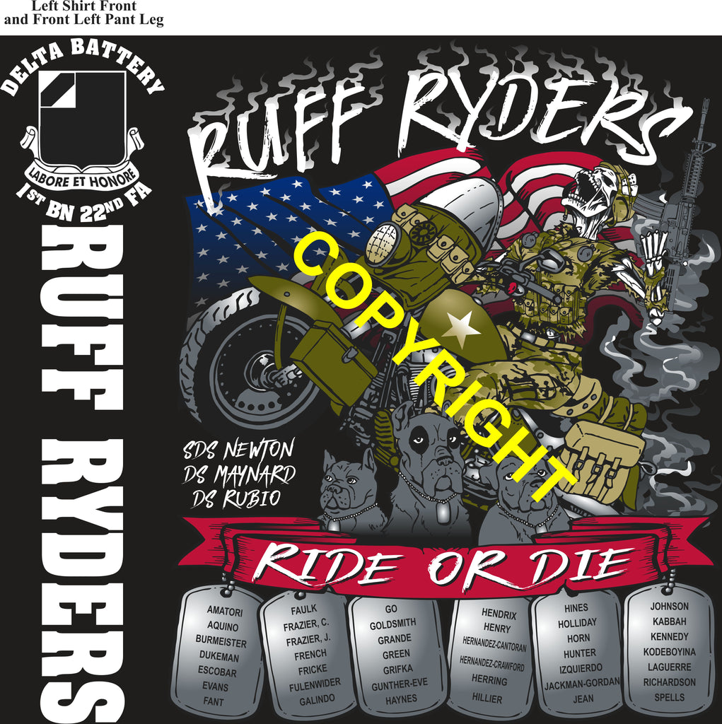 Platoon Items (direct-to-garment print) DELTA 1st 22nd RUFF RYDERS 2nd PLATOON DEC 2025 PRE-ORDER GRADUATING 12-12-2025