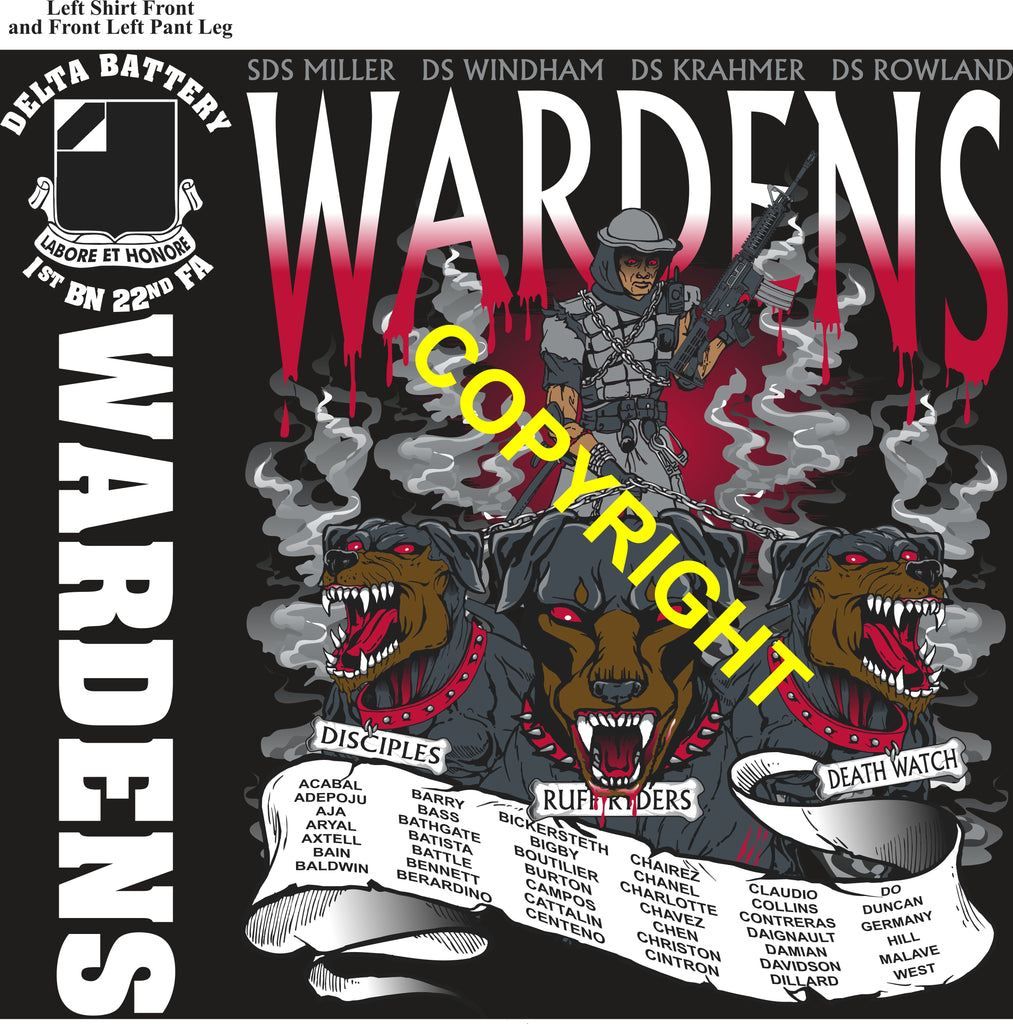 Platoon Items (direct-to-garment print) DELTA 1st 22nd WARDENS 1st PLATOON DEC 2025 PRE-ORDER GRADUATING 12-12-2025
