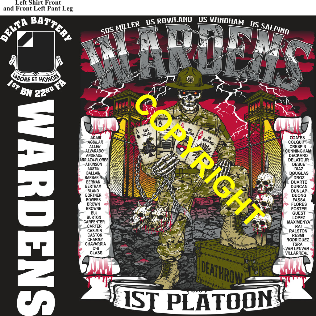 Platoon Items (direct-to-garment print) DELTA 1st 22nd WARDENS 1st PLATOON JUL 2026 PRE-SALE GRADUATING 7-17-2026