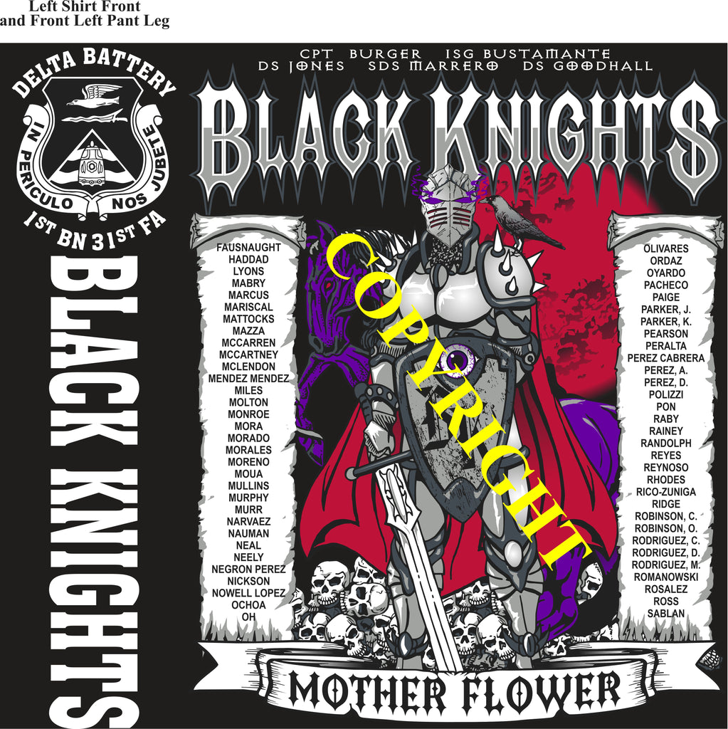 Platoon Items (direct-to-garment print) DELTA 1st 31st BLACK KNIGHTS 3rd PLATOON OCT 2024