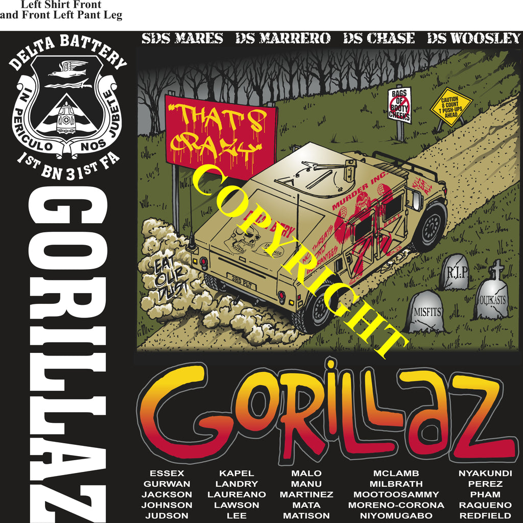 Platoon Items (direct-to-garment print) DELTA 1st 31st GORILLAZ 3rd PLATOON MAY 2024