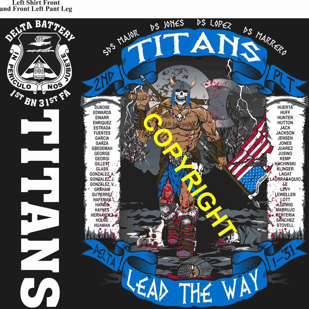 Platoon Items (direct-to-garment print) DELTA 1st 31st TITANS 2nd PLATOON FEB 2025