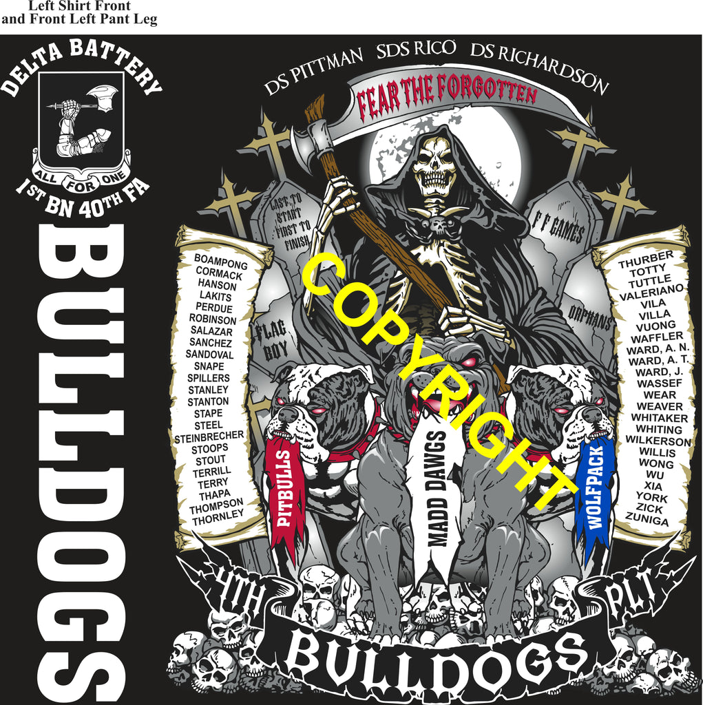 Platoon Items (direct-to-garment print) DELTA 1st 40th BULLDOGS 4th PLATOON FEB 2026 PRE-ORDER GRADUATING 2-6-2026