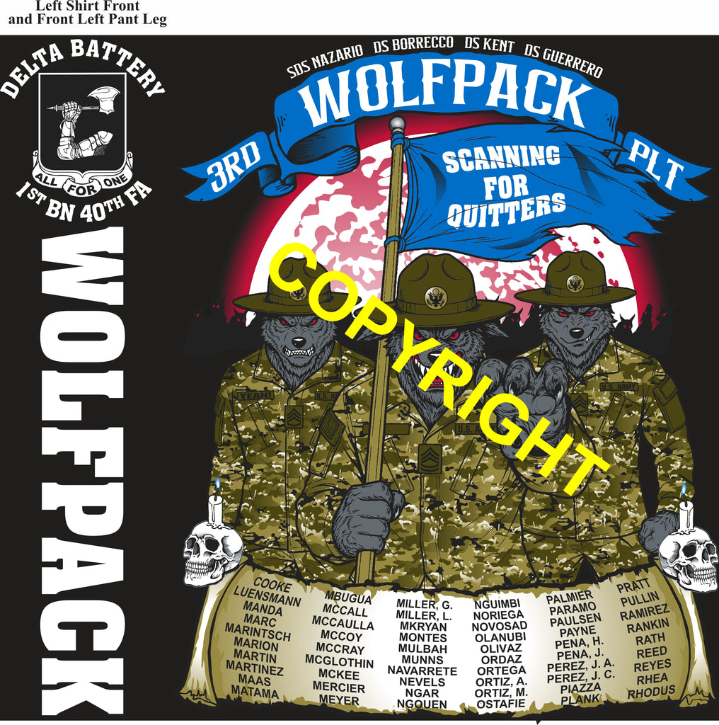Platoon Items (direct-to-garment print) DELTA 1st 40th WOLFPACK 3rd PLATOON AUG 2026 PRE-SALE GRADUATING 8-21-2026
