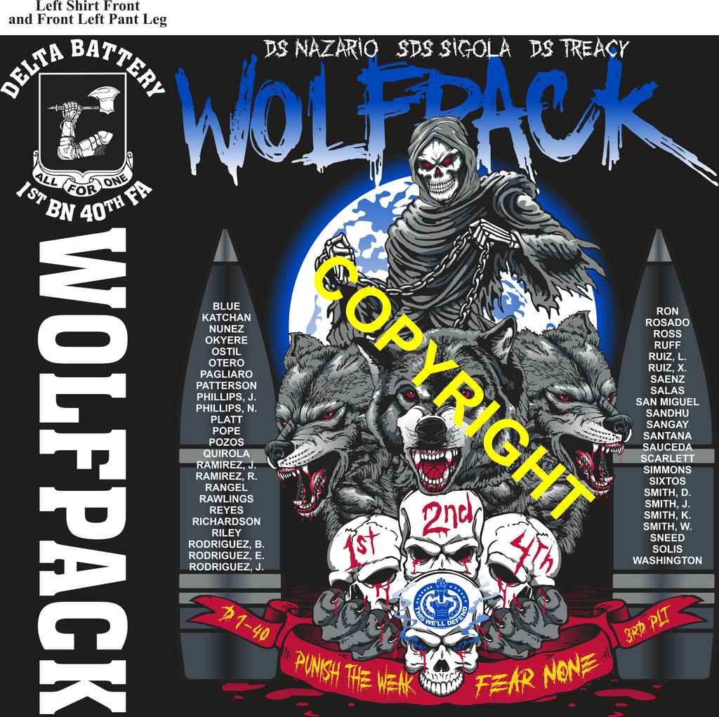 Platoon Items (direct-to-garment print) DELTA 1st 40th WOLFPACK 3rd PLATOON FEB 2026 PRE-ORDER GRADUATING 2-6-2026