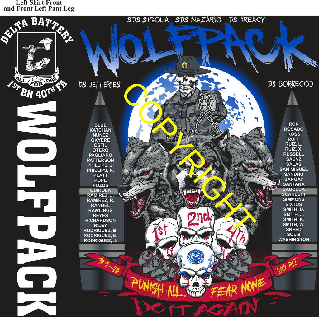 Platoon Items (direct-to-garment print) DELTA 1st 40th WOLFPACK 3rd PLATOON FEB 2026 GRADUATED 2-6-2026