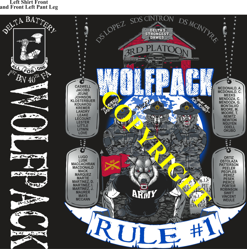 Platoon Items (2nd generation print) DELTA 1st 40th WOLFPACK 3rd PLATOON OCT 2023