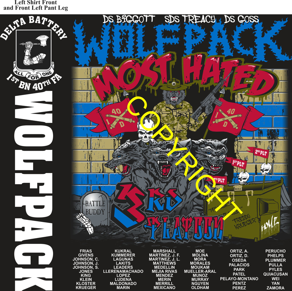 Platoon Items (direct-to-garment print) DELTA 1st 40th WOLFPACK 3rd PLATOON OCT 2025 GRADUATED 10-10-2025