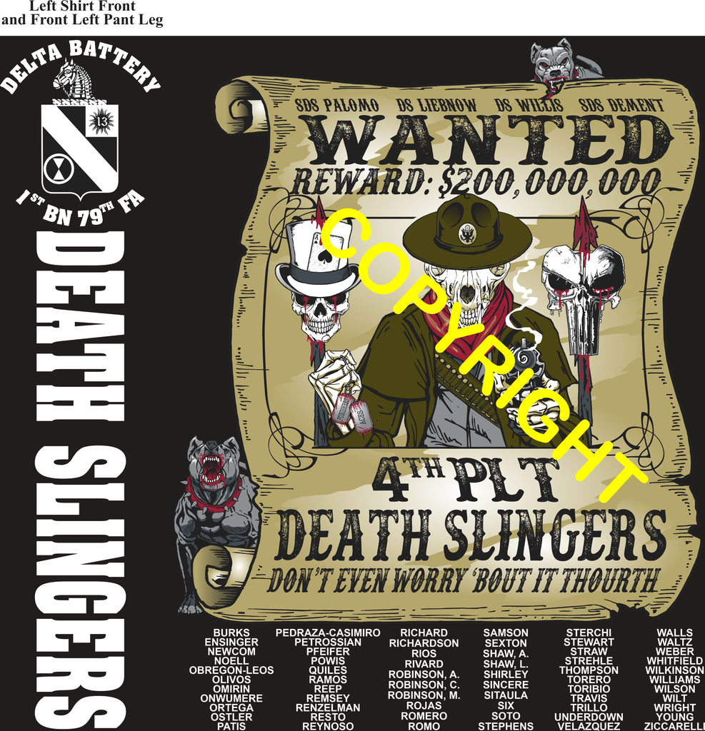 Platoon Items (direct-to-garment print) DELTA 1st 79th DEATH SLINGERS 4th PLATOON MAY 2026 GRADUATED 5-15-2026