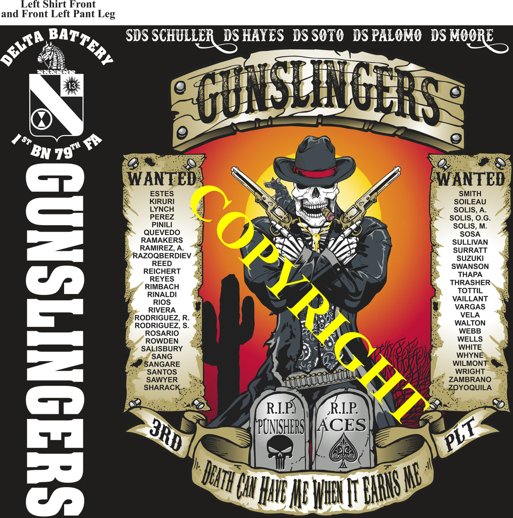 Platoon Items (direct-to-garment print) DELTA 1st 79th GUNSLINGERS 3rd PLATOON APR 2025
