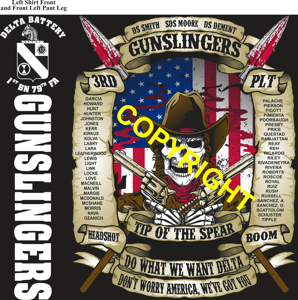 Platoon Items (direct-to-garment print) DELTA 1st 79th GUNSLINGERS 3rd PLATOON JAN 2026 PRE-ORDER GRADUATING 1-30-2026