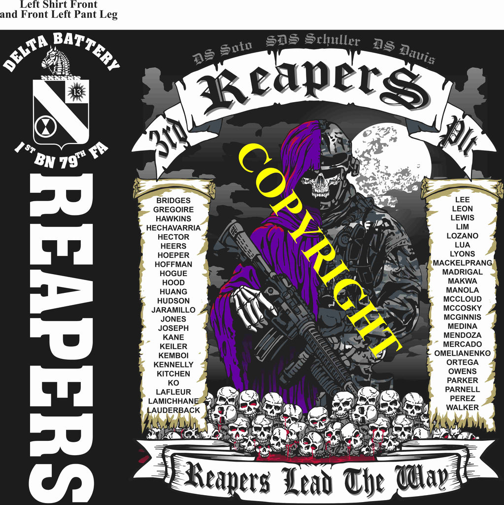 Platoon Items (direct-to-garment print) DELTA 1st 79th REAPERS 3rd PLATOON JAN 2025 GRADUATED 1-24-2025
