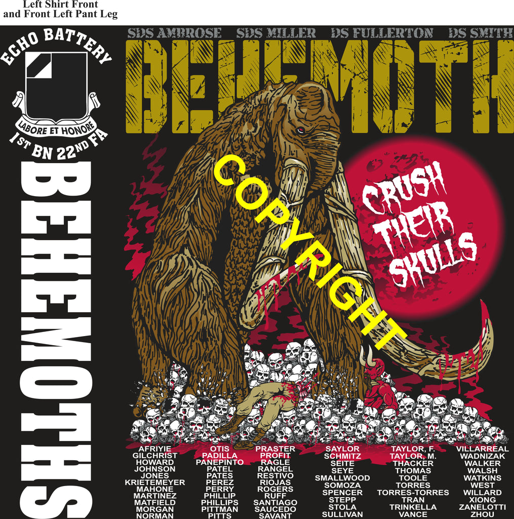 Platoon Items (direct-to-garment print) ECHO 1st 22nd BEHEMOTHS 2nd PLATOON DEC 2025 PRE-ORDER GRADUATING 12-5-2025