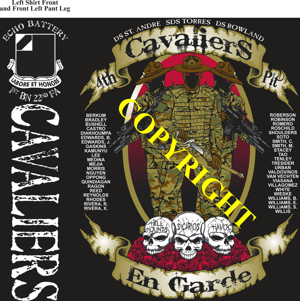 Platoon Items (2nd generation print) ECHO 1st 22nd CAVALIERS 4th PLATOON AUG 2023