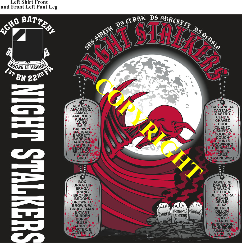 Platoon Items (direct-to-garment print) ECHO 1st 22nd NIGHT STALKERS 1st PLATOON AUG 2024