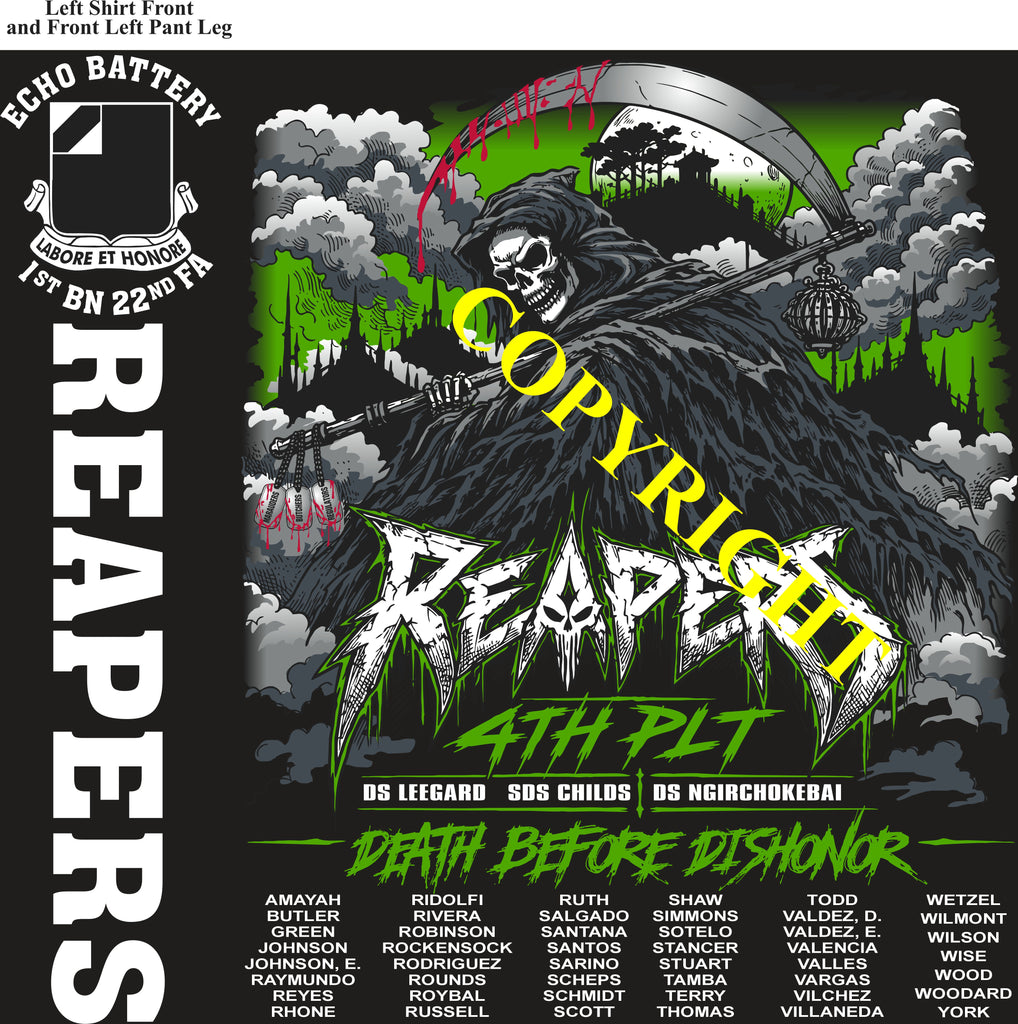 Platoon Items (direct-to-garment print) ECHO 1st 22nd REAPERS 4th PLATOON OCT 2026 PRE-SALE GRADUATING 10-9-2026