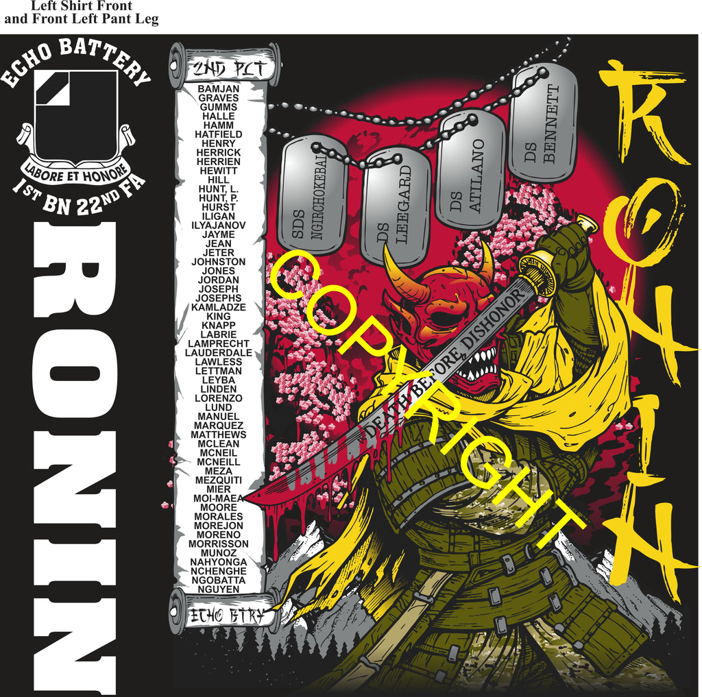 Platoon Items (direct-to-garment print) ECHO 1st 22nd RONIN 2nd PLATOON APR 2026 GRADUATED 4-10-2026