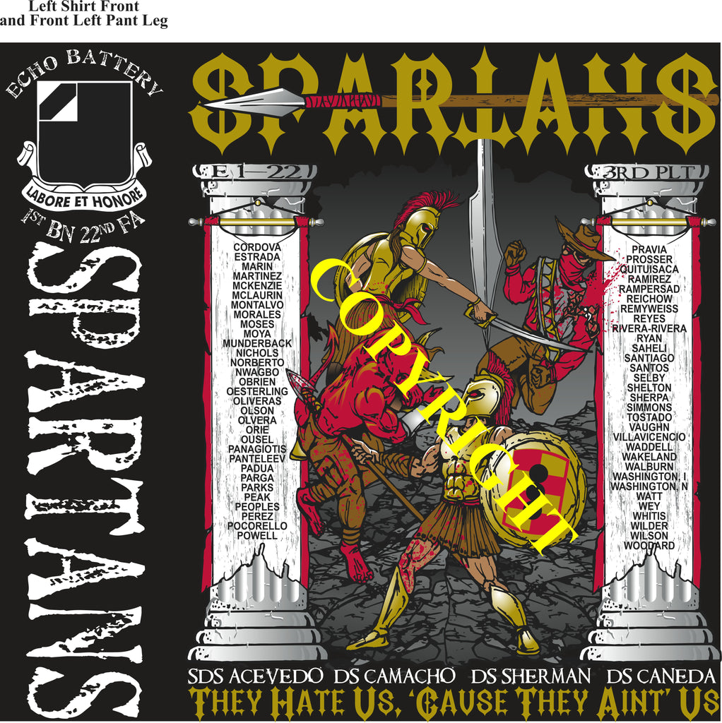 Platoon Items (2nd generation print) ECHO 1st 22nd SPARTANS 3rd PLATOON MAR 2024