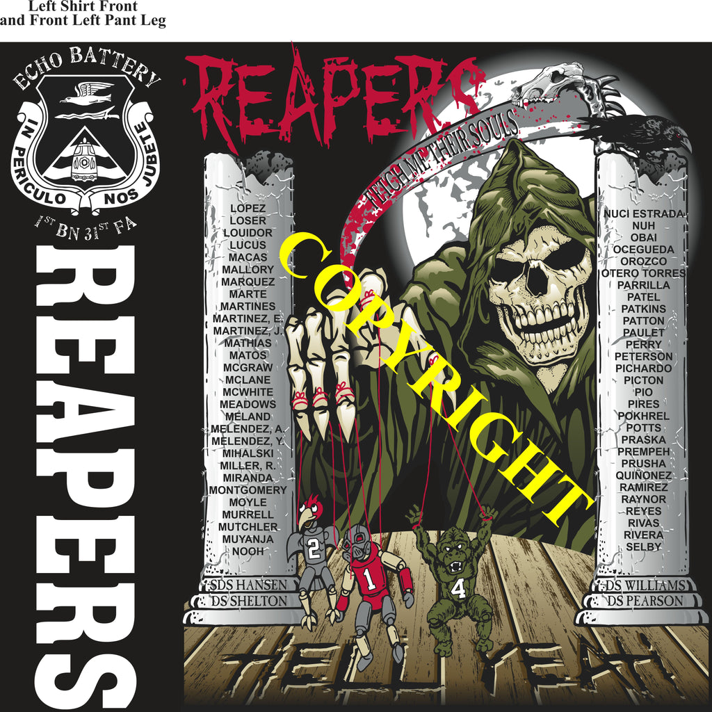 Platoon Items (direct-to-garment print) ECHO 1st 31st REAPERS 3rd PLATOON AUG 2024