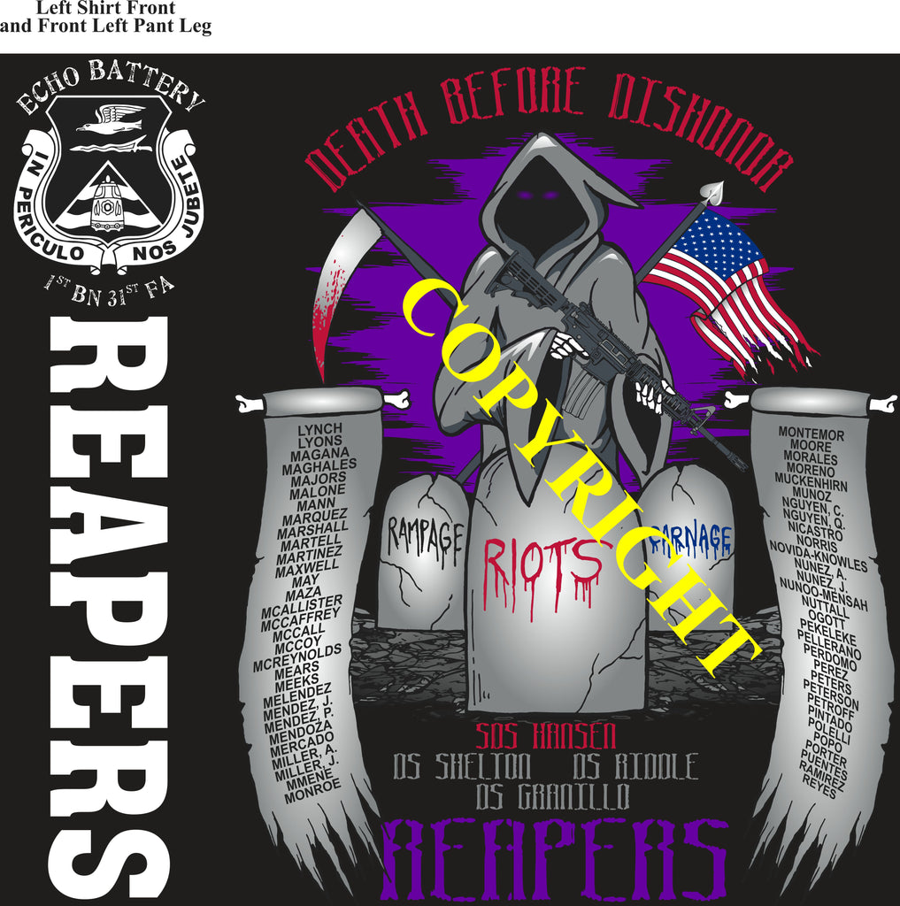 Platoon Items (direct-to-garment print) ECHO 1st 31st REAPERS 3rd PLATOON NOV 2024