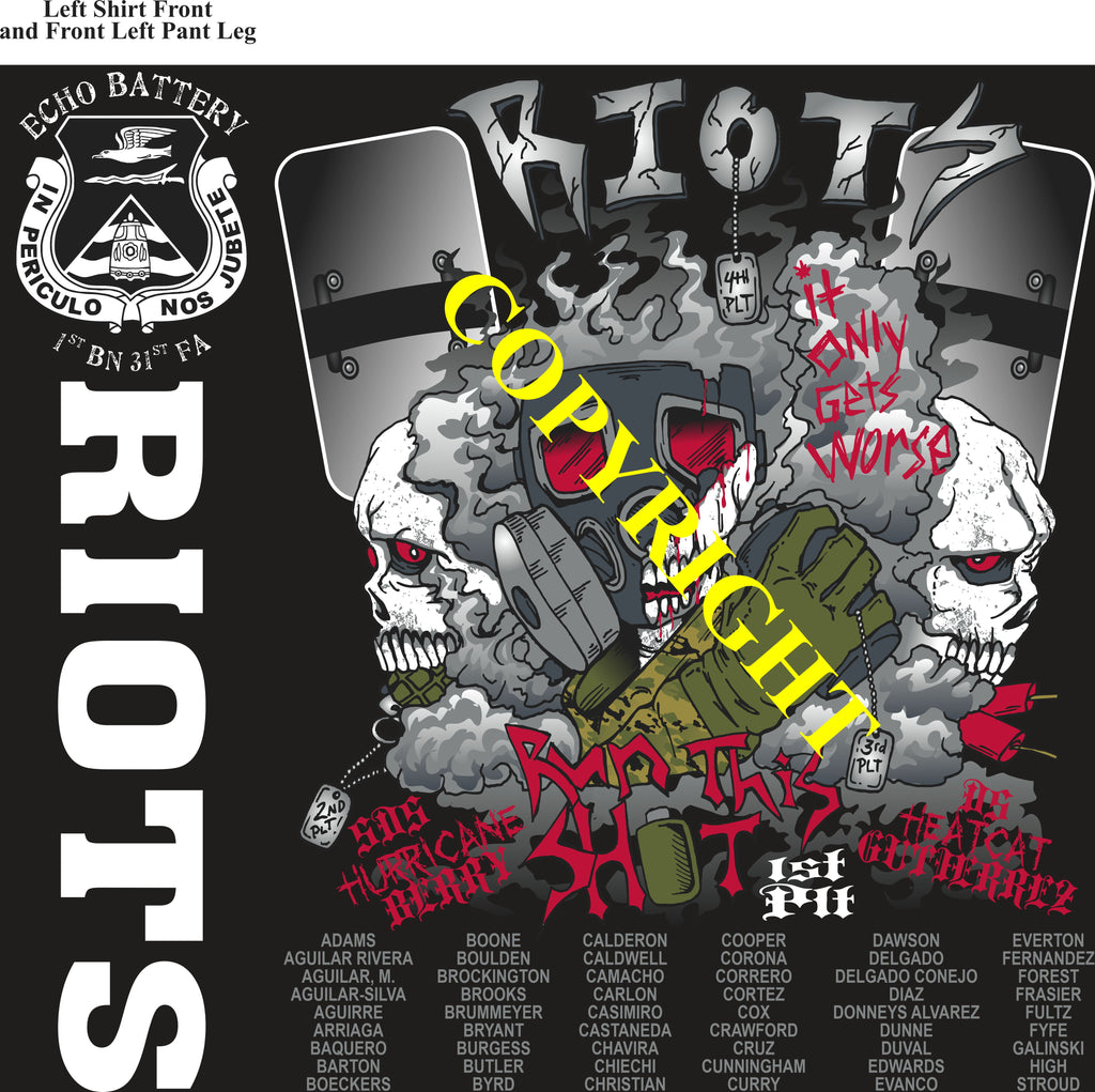 Platoon Items (direct-to-garment print) ECHO 1st 31st RIOTS 1st PLATOON NOV 2024